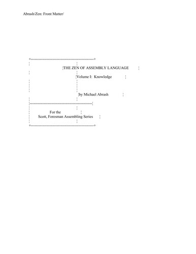 Zen of Assembly Language: Knowledge