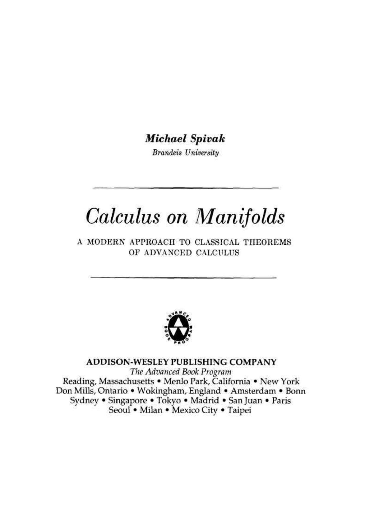 Calculus on Manifolds