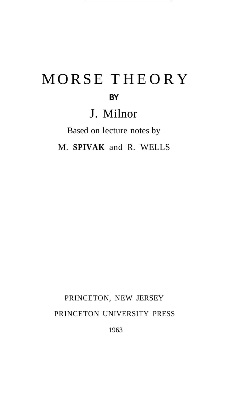 Morse Theory