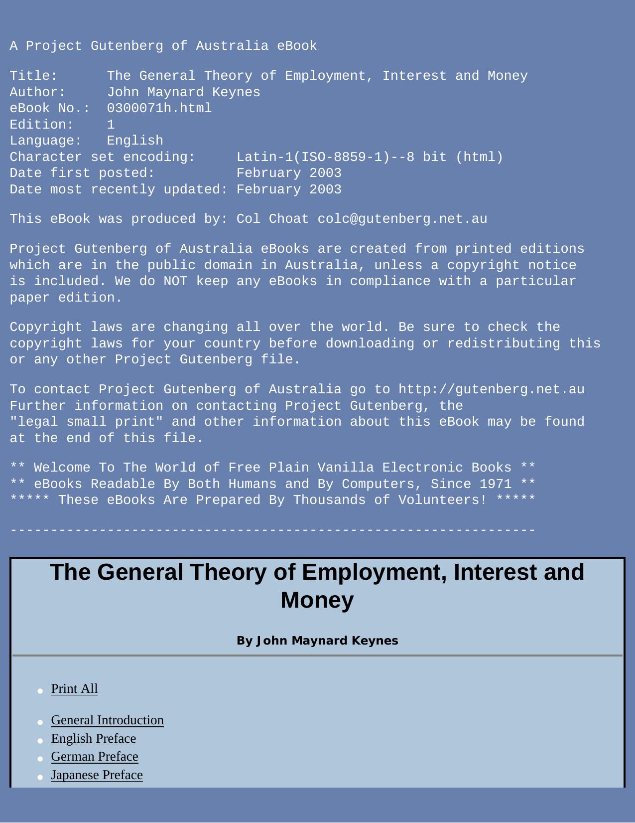 The General Theory of Employment, Interest and Money