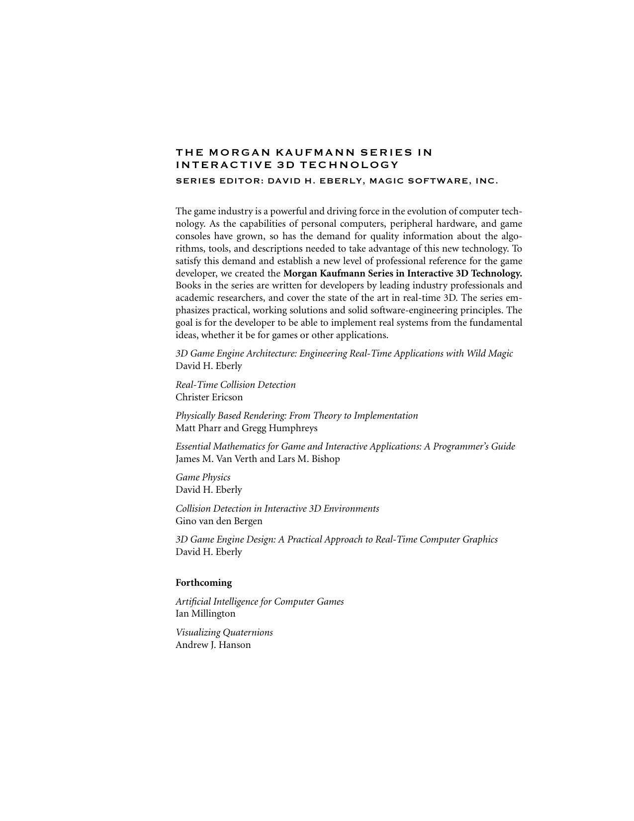 3D Game Engine Architecture: Engineering Real-Time Applications with Wild Magic