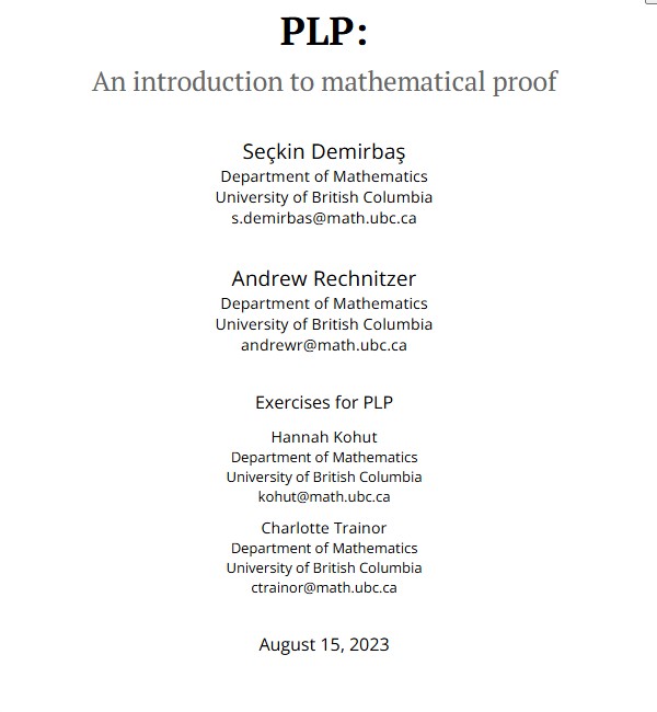 PLP An introduction to mathematical proof