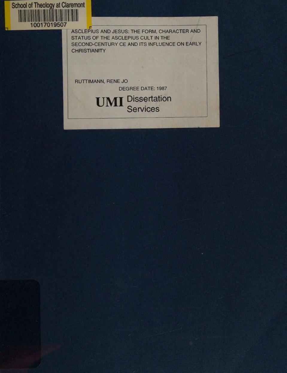 asclepius and jesus: the form, character and status of the asclepius cult in the second-century ce